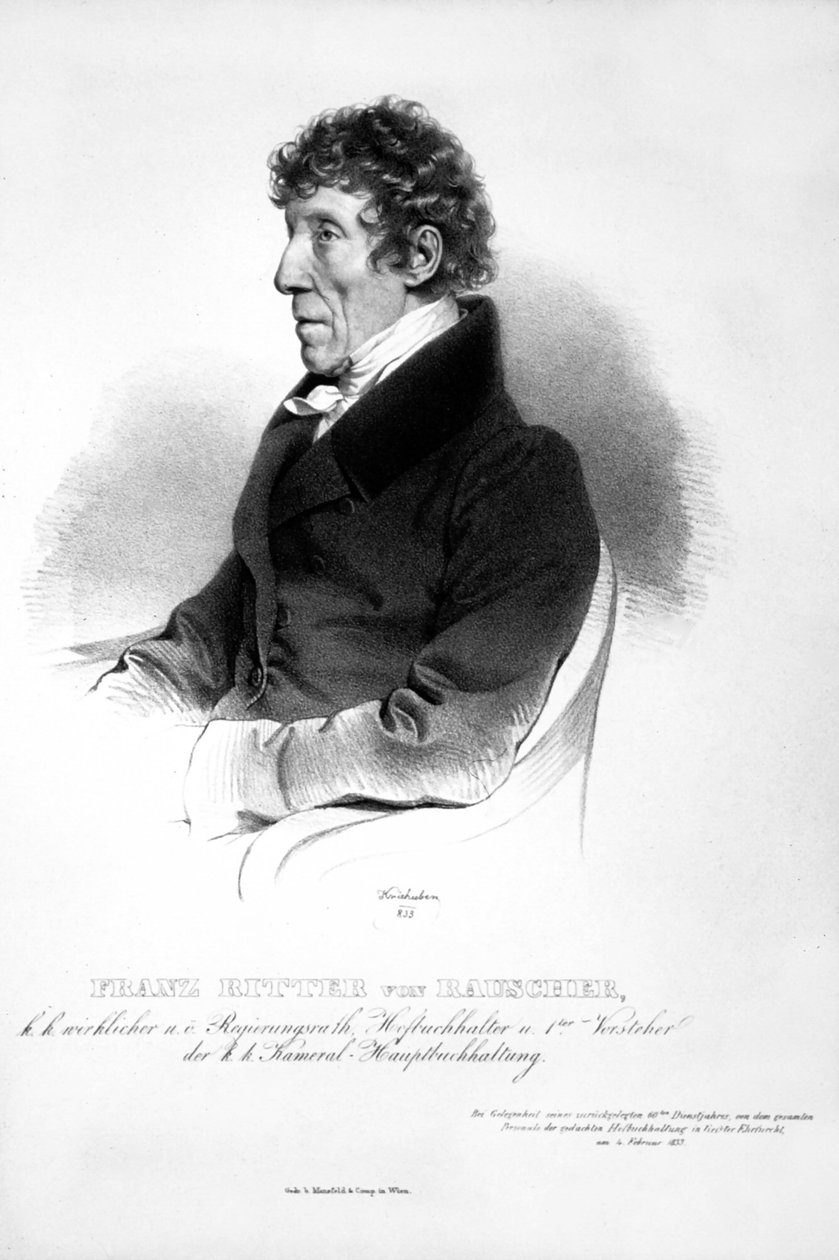 Franz Seraph Rauscher Litho door Josef Kriehuber