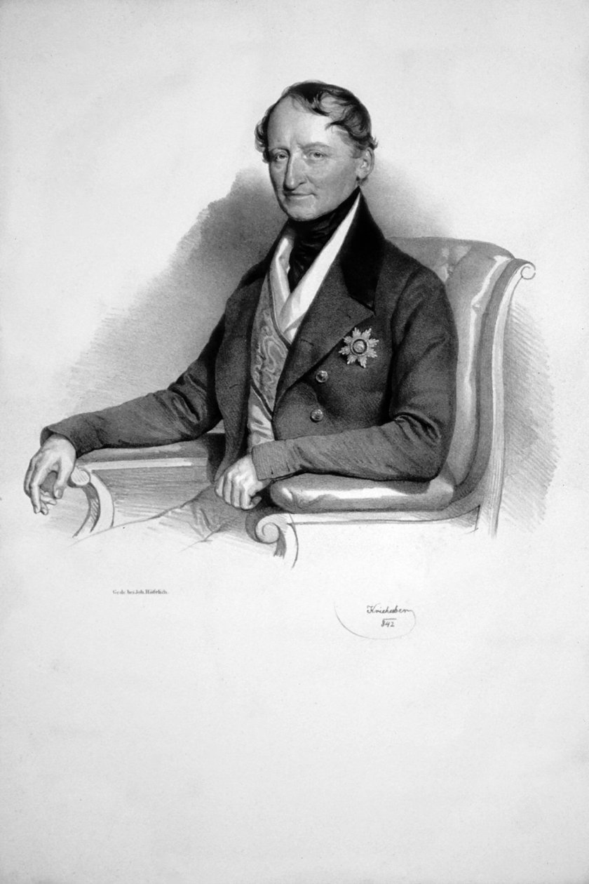 Friedrich Graf Wilczek Litho door Josef Kriehuber