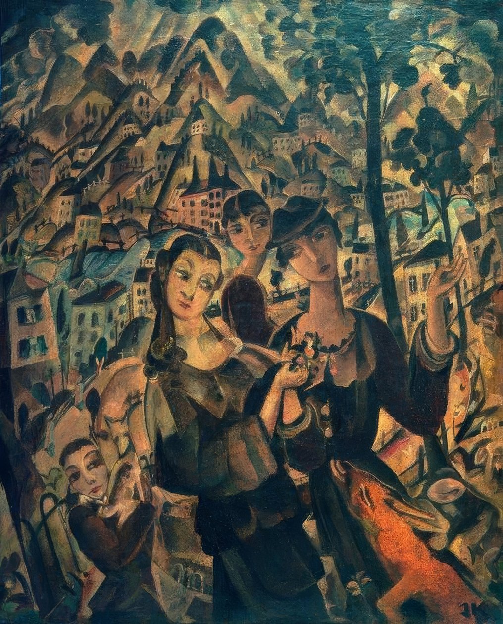 Stad en mensen door Josef Kölschbach