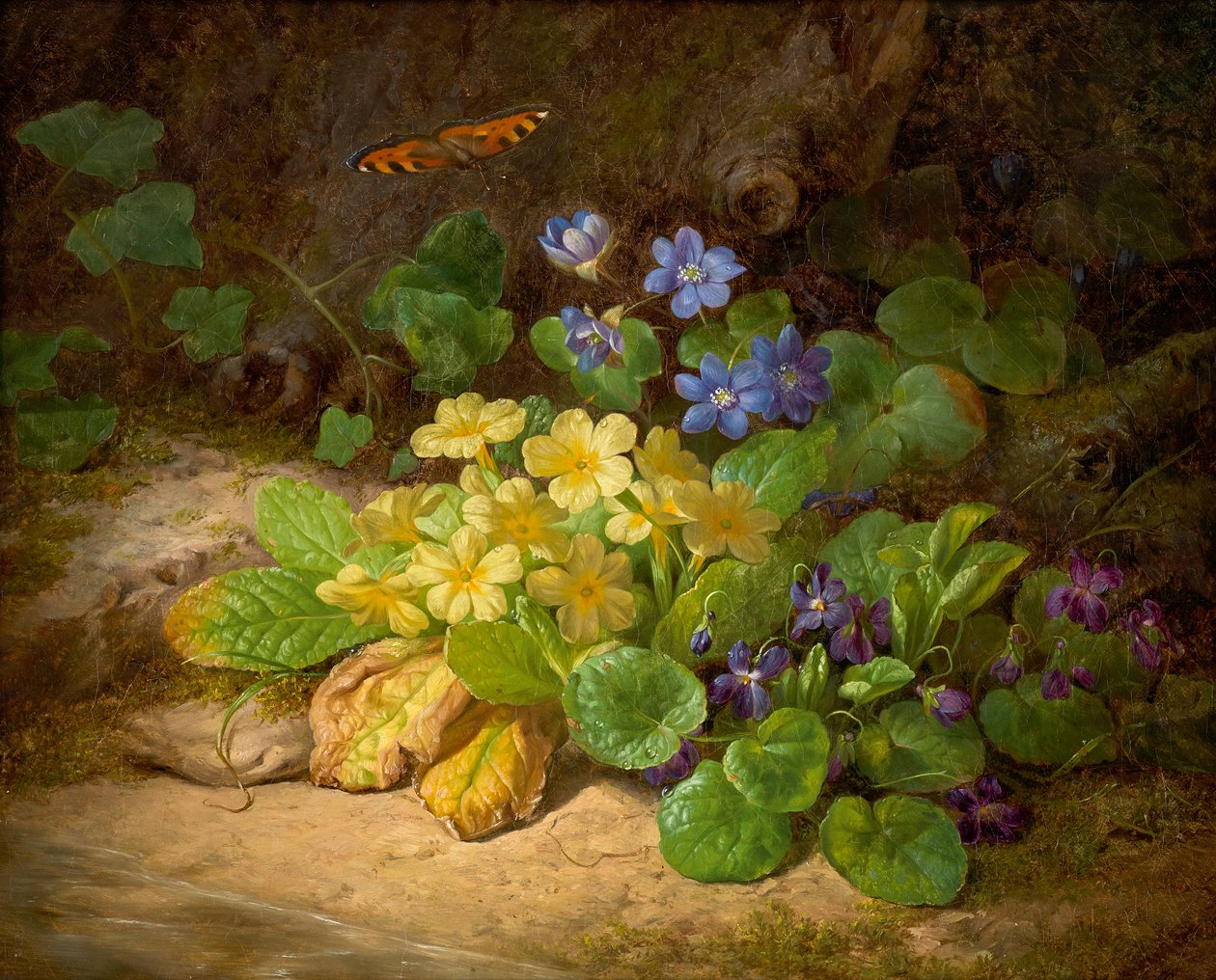 Klein Bloemenstuk (Alpenbloemen) door Josef Lauer
