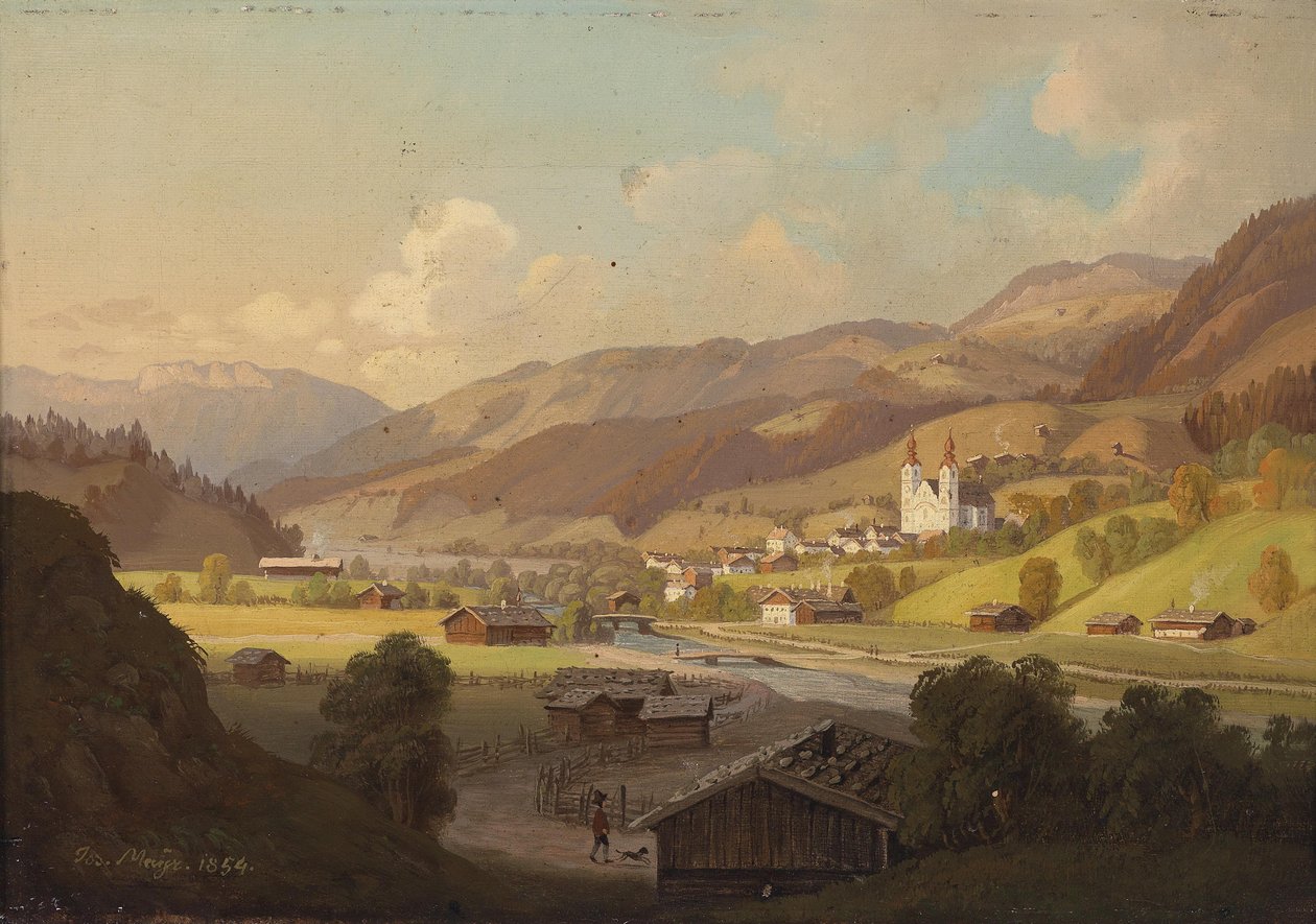 Uitzicht op Maria Rain, Karinthië door Josef Mayr