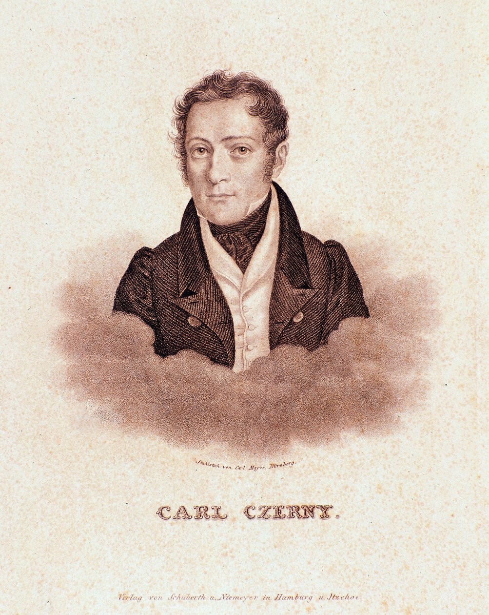 Portret van Carl Czerny (lithografie) door Josef Nikolaus Kriehuber