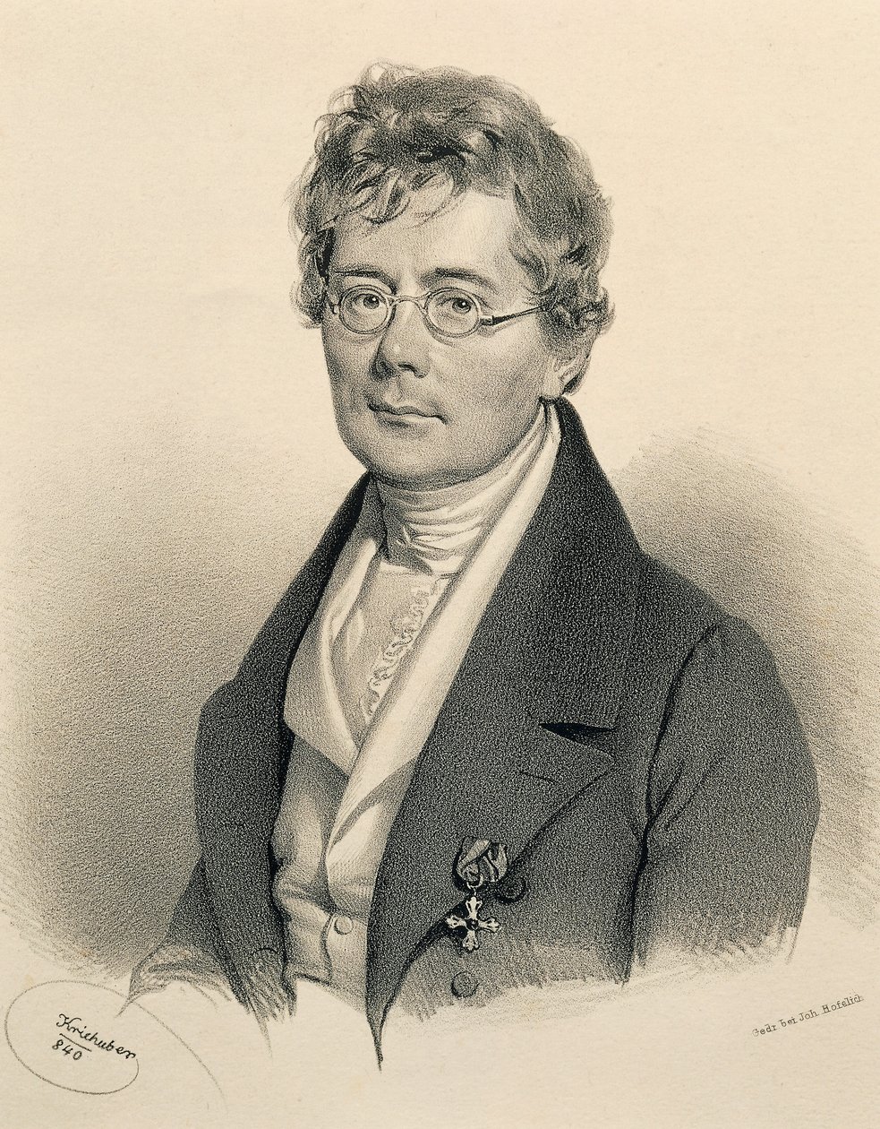 Portret van Simon Sechter door Josef Nikolaus Kriehuber