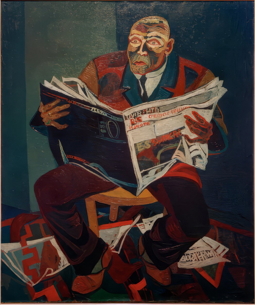 Man leest de krant door Josef Scharl