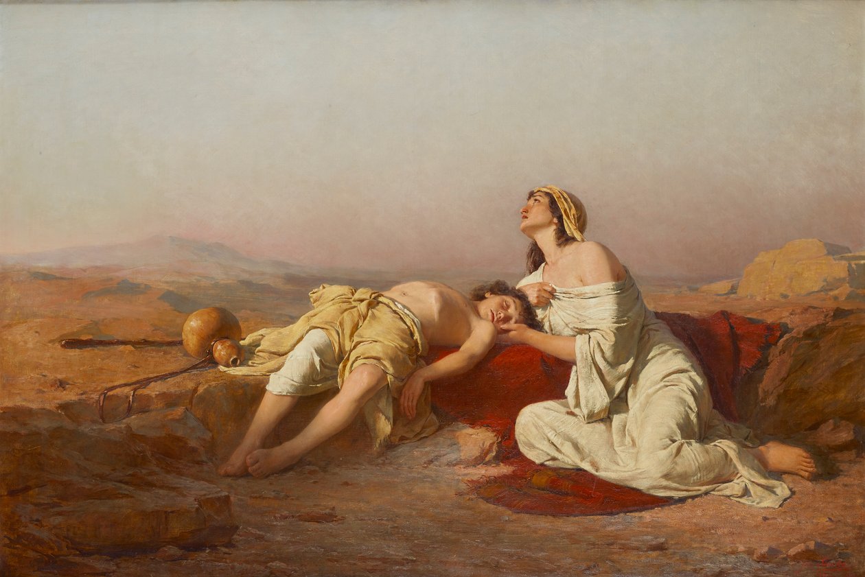 Hagar en Ismaël in de woestijn door Josef Straka