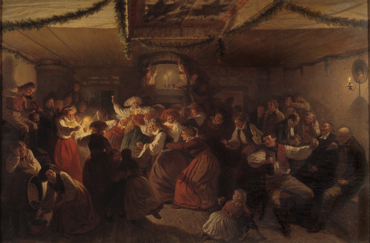 De bruiloft in Vingåker, 1857 door Josef Wilhelm Wallander