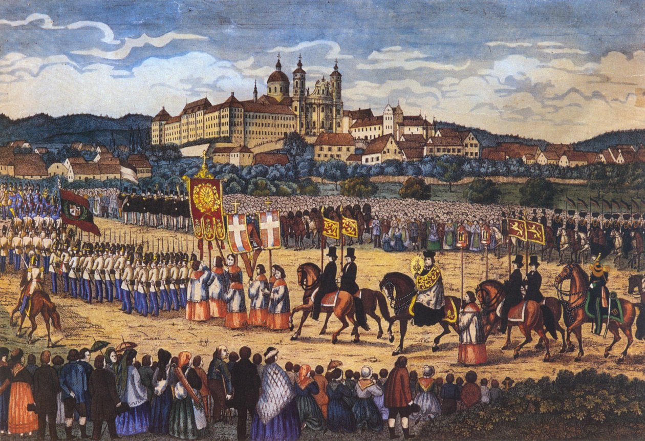 Heilig-Bloed-processie in Altdorf-Weingarten, na 1865 door Joseph Bayer