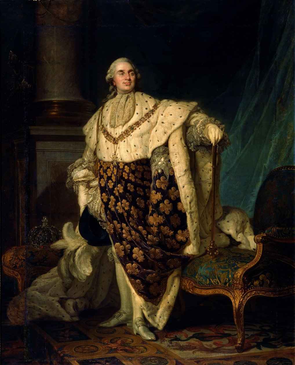 Lodewijk XVI in kroningsgewaad door Joseph Siffred Duplessis
