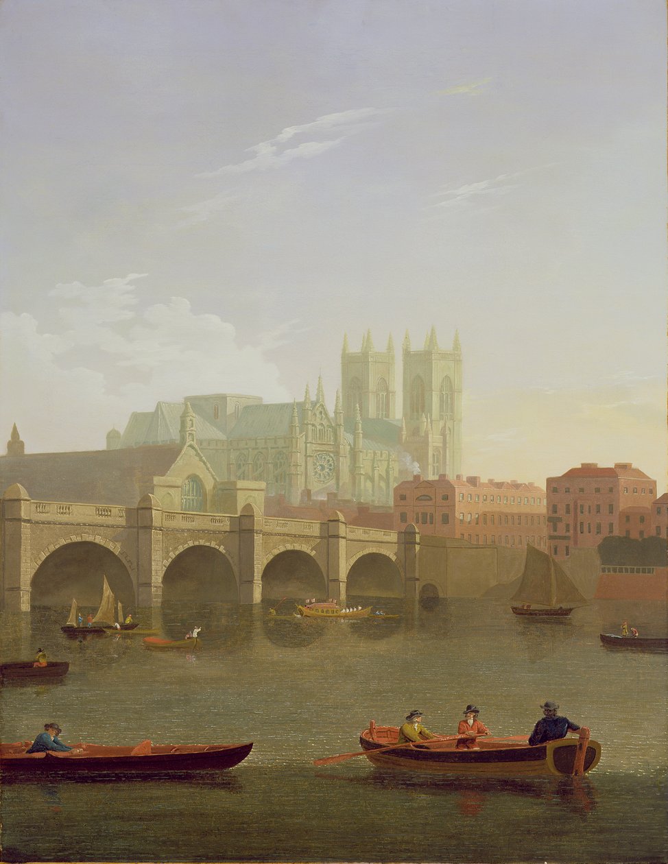 Westminster Abbey en Westminster Bridge gezien vanaf het zuiden, 1794 door Joseph Farington