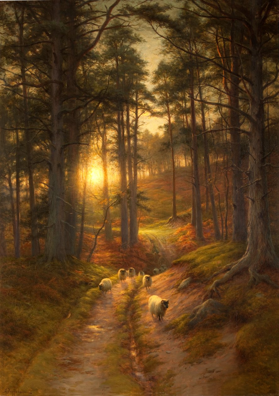 De zon zinkt snel in het westen door Joseph Farquharson