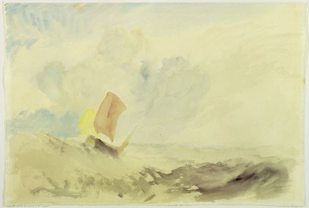 Een zeegezicht - Een ruwe zee met een vissersboot, 1820-30 door Joseph Mallord William Turner