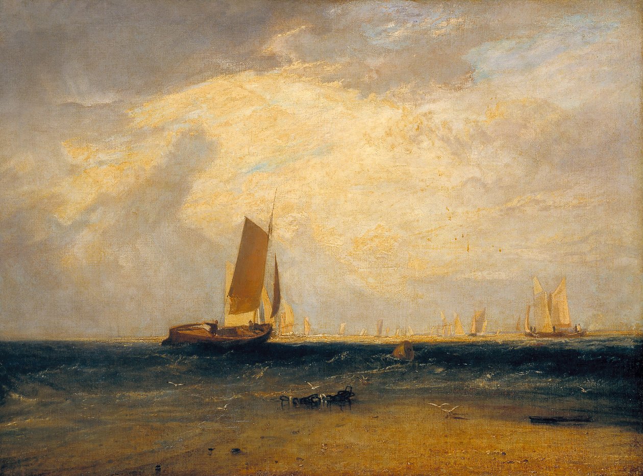 Vissen op de Blythe-Sand, tij komt op door Joseph Mallord William Turner