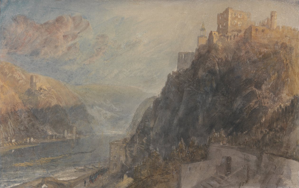 Rheinfels met uitzicht op Katz en Gourhausen door Joseph Mallord William Turner