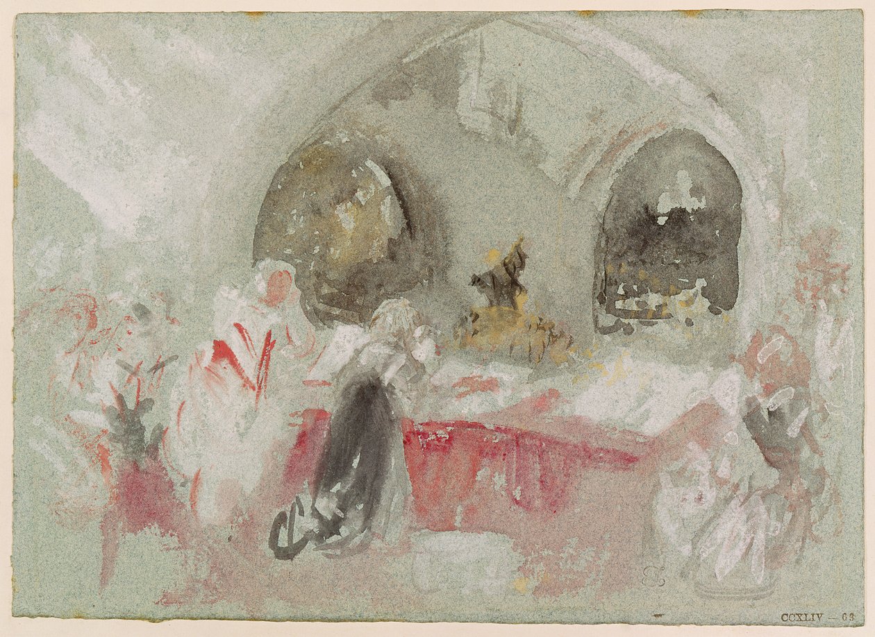 Dienst in de kapel in Petworth, 1830 door Joseph Mallord William Turner