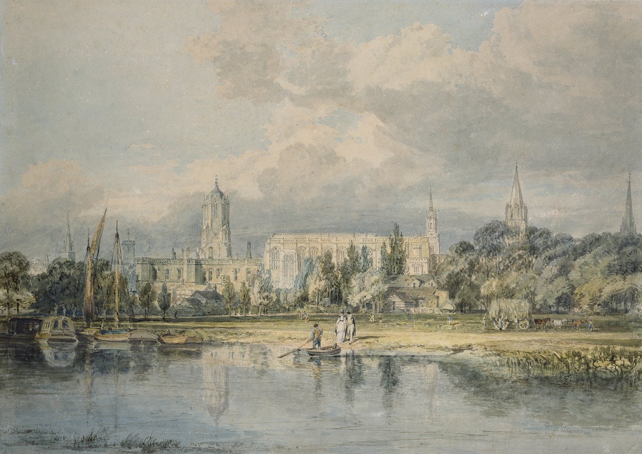 Zuidelijk uitzicht op Christ Church vanuit de weiden, 19e eeuw door Joseph Mallord William Turner