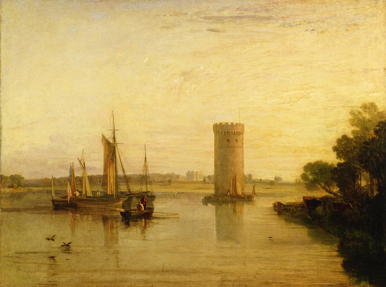Tabley, de zetel van Sir J.F. Leicester, Bart.: Kalm ochtend, ca. 1809 door Joseph Mallord William Turner