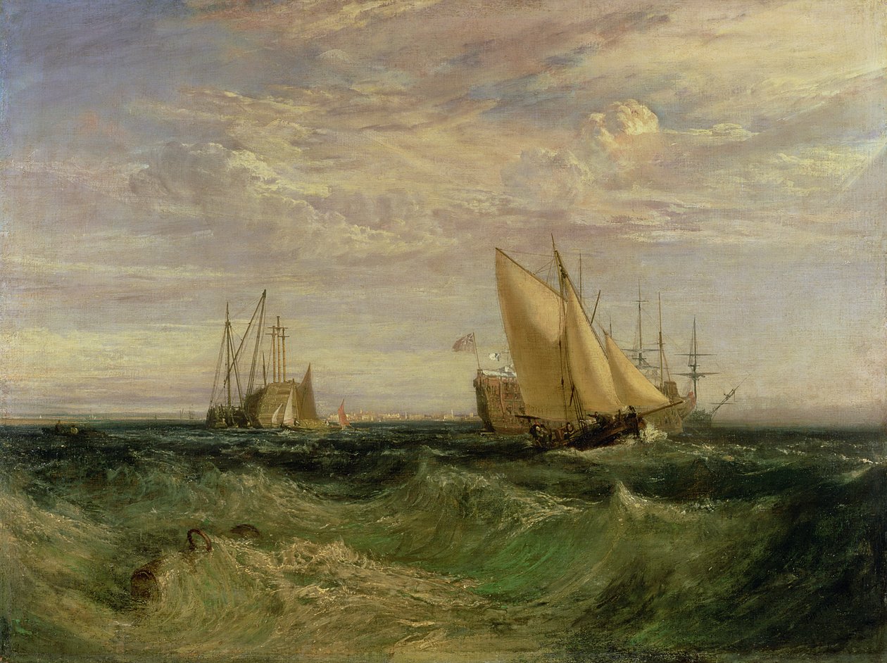 De samenvloeiing van de Theems en de Medway, c.1808 door Joseph Mallord William Turner