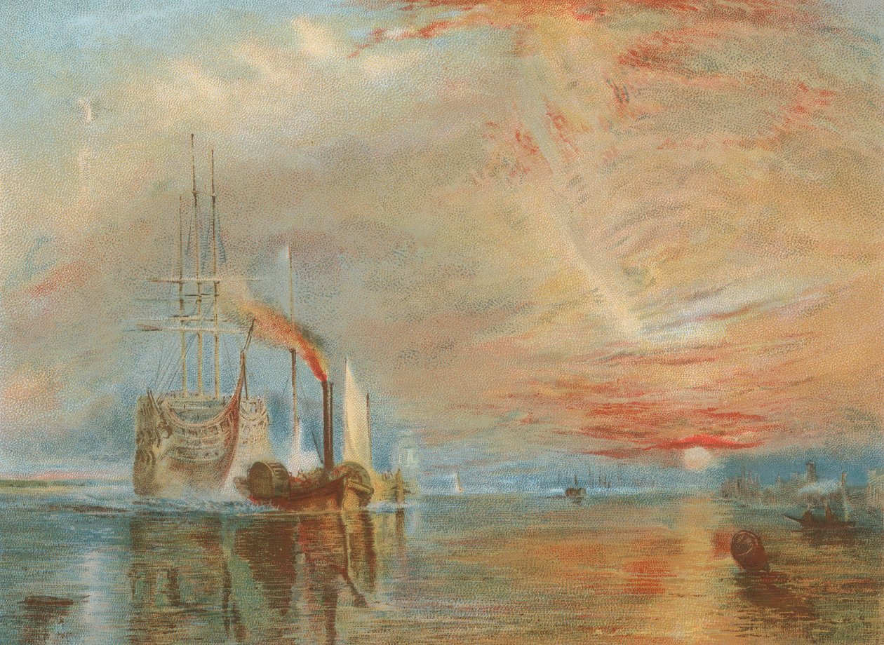 De Oude Temeraire gesleept naar haar laatste ligplaats door Joseph Mallord William Turner