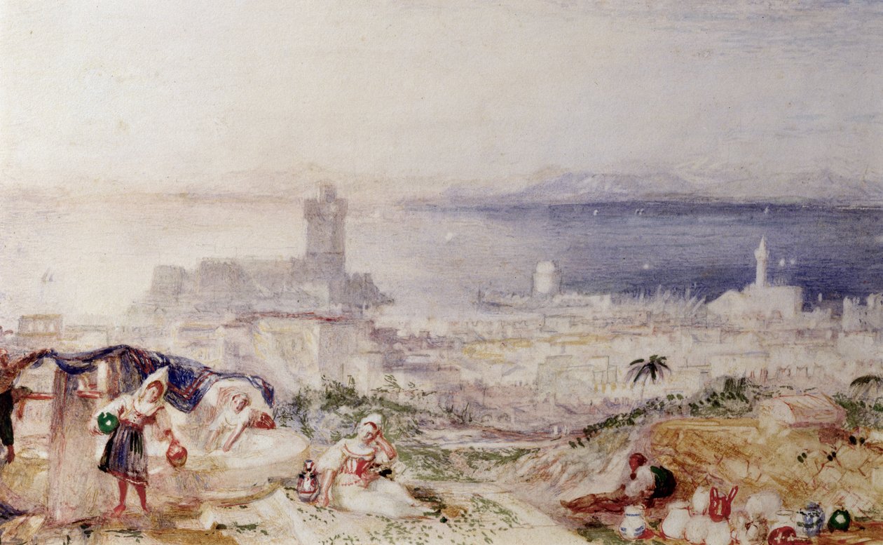 Uitzicht op Rhodos door Joseph Mallord William Turner