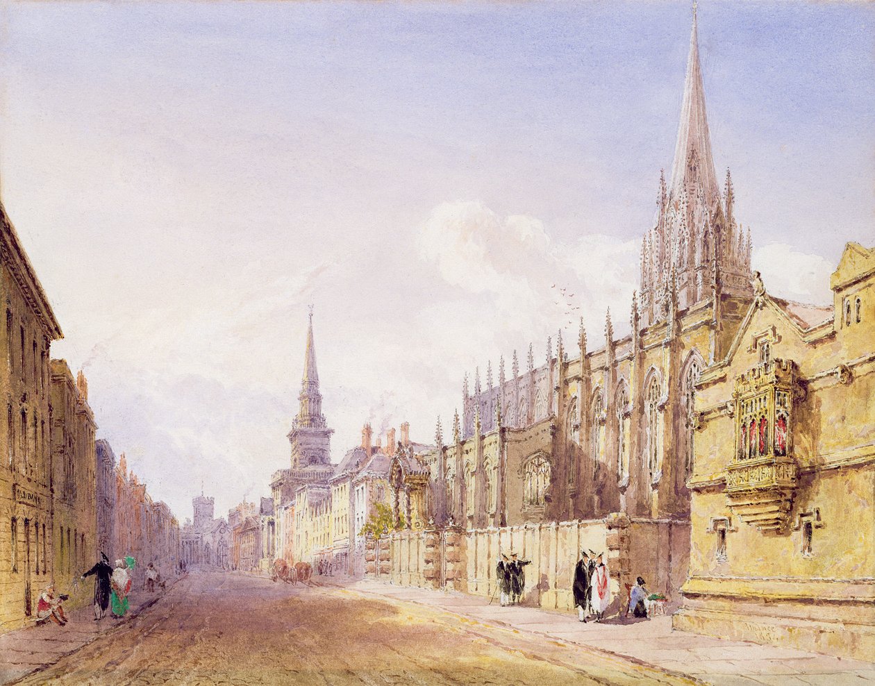 Geleerden en Figuren buiten de St. Mary Magdalen Kerk, Oxford door Joseph Murray Ince