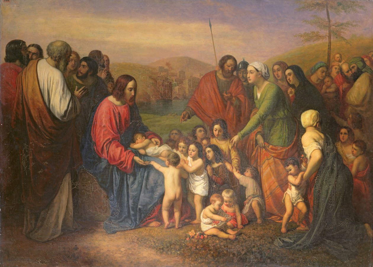 Laat de kleine kinderen tot mij komen, 1837 door Joseph Nicolas Robert Fleury
