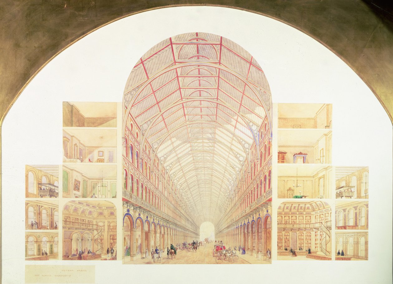 Doorsnede perspectief van de voorgestelde Great Victorian Way, c.1854 door Joseph Paxton