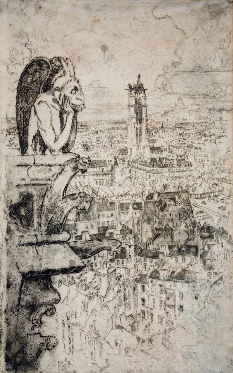 Parijs vanaf de Notre-Dame door Joseph Pennell