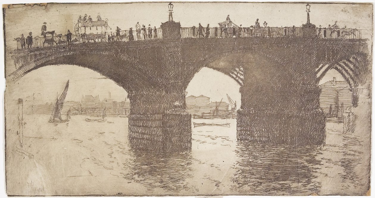 Onder Vauxhall Bridge, 1893 door Joseph Pennell