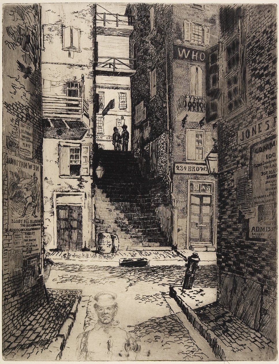 Water Street Trappen, Kijken Omhoog, 1881 door Joseph Pennell