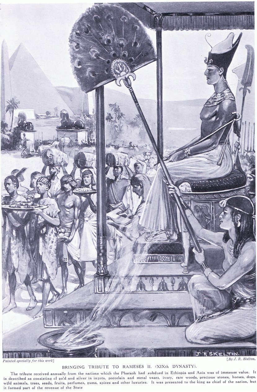 Brengt eerbetoon aan Ramses II (XIX Dynastie), c.1920 door Joseph Ratcliffe Skelton