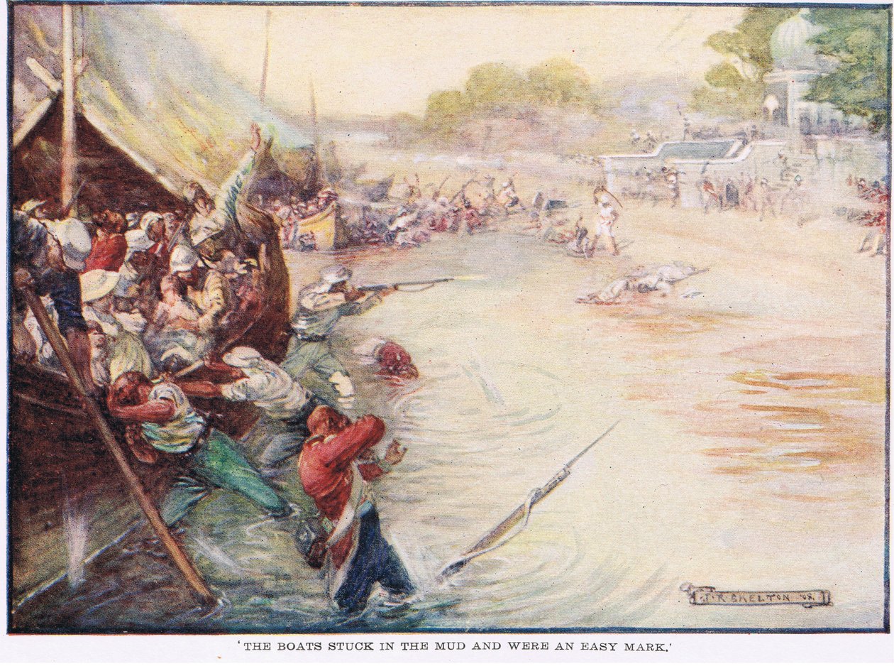 De boten zaten vast in de modder en waren een gemakkelijke prooi door Joseph Ratcliffe Skelton