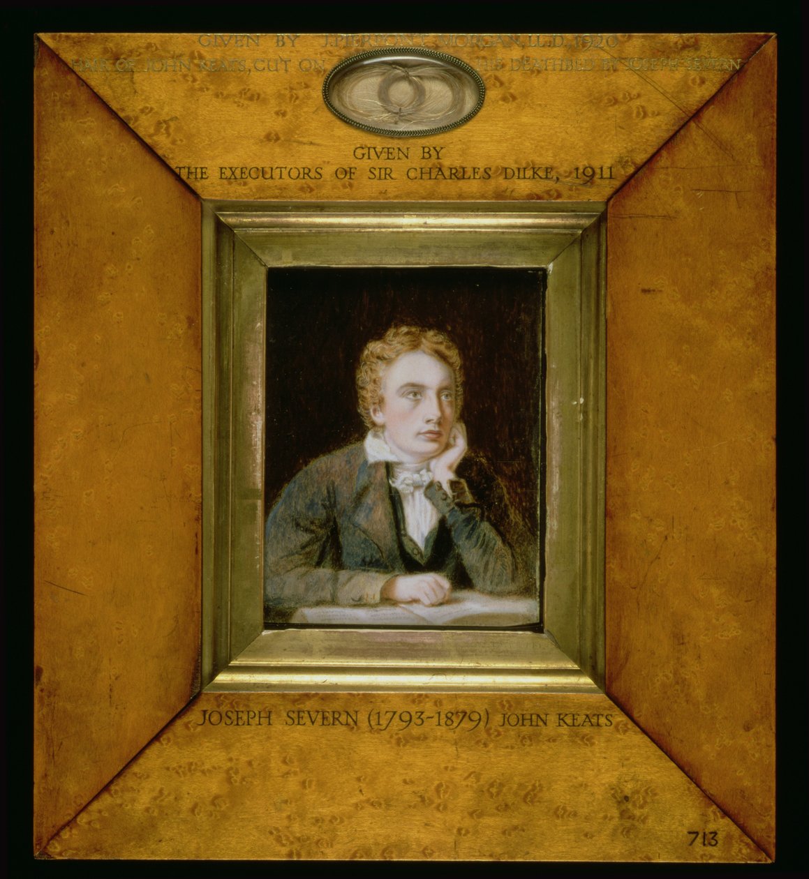 Portretminiatuur van John Keats, ca. 1818 door Joseph Severn