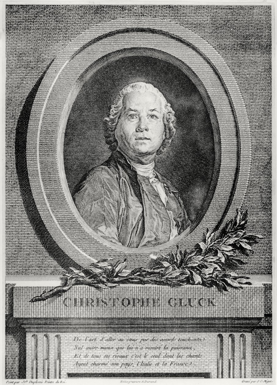 Portret van Christoph Gluck, Duitse componist, gegraveerd door Simon Charles Miger door Joseph Siffred Duplessis