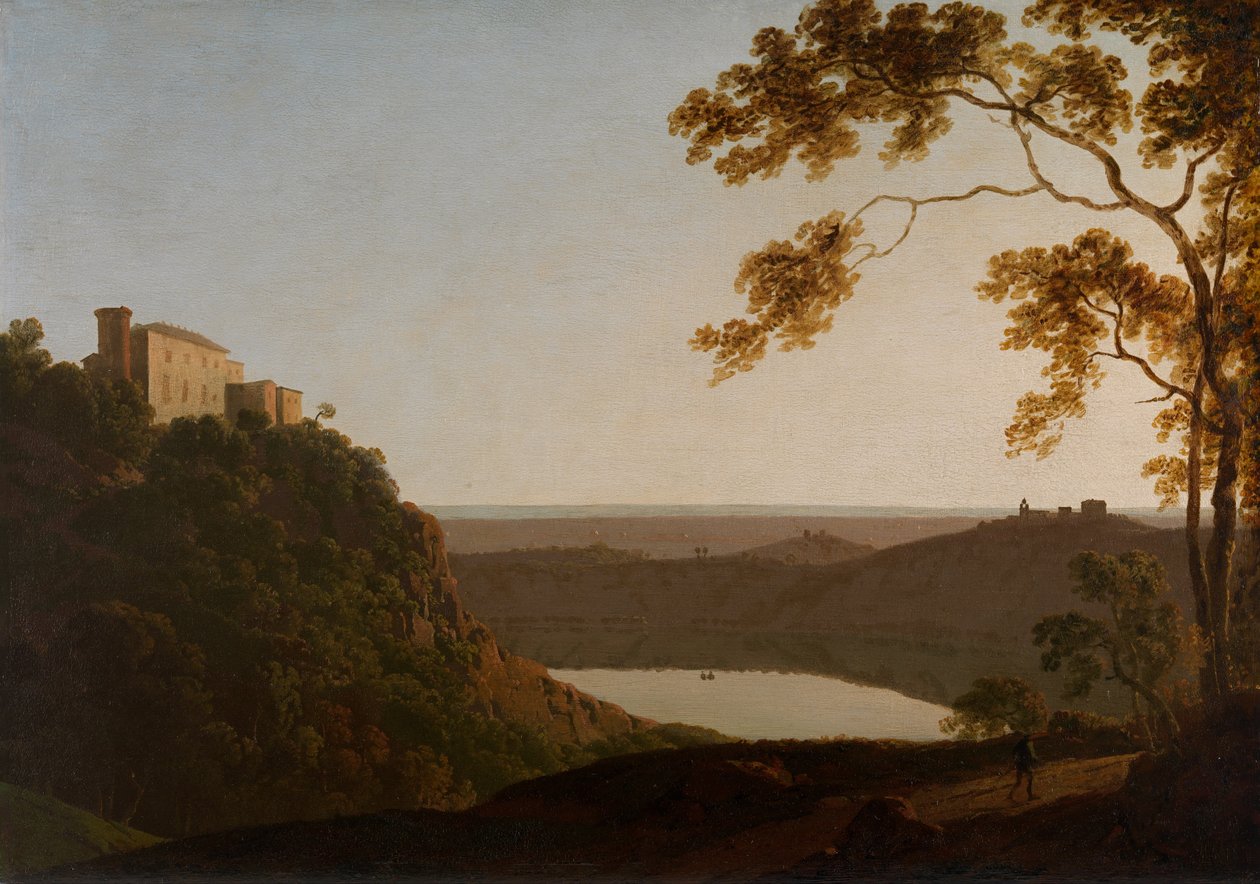 Meer van Nemi, zonsondergang door Joseph Wright of Derby