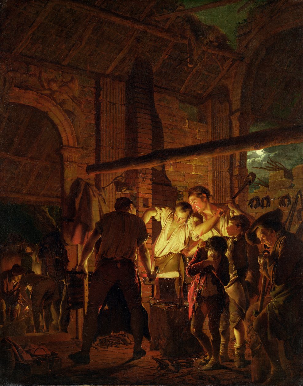 De smederij door Joseph Wright of Derby