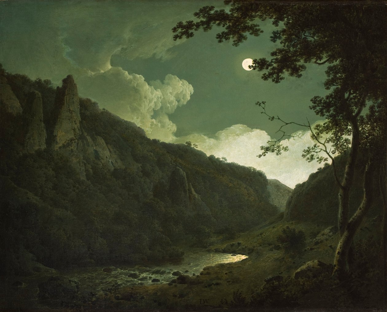 Dovedale bij maanlicht, ca. 1784-85 door Joseph Wright of Derby