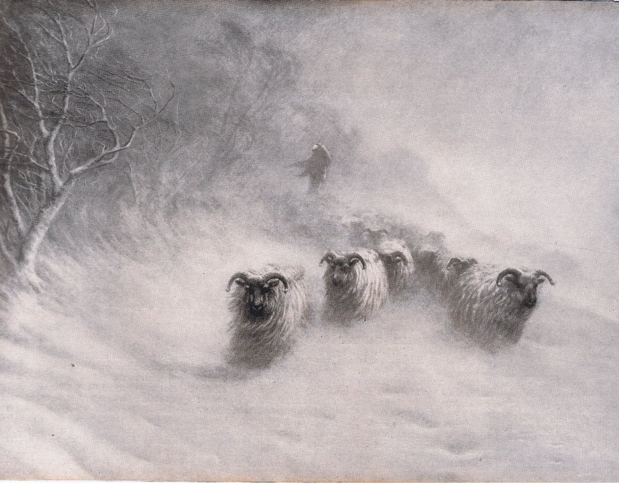 De winter komt met een stormachtige wind, Bibbys Annual, 1916-1917 door Joseph Farquharson