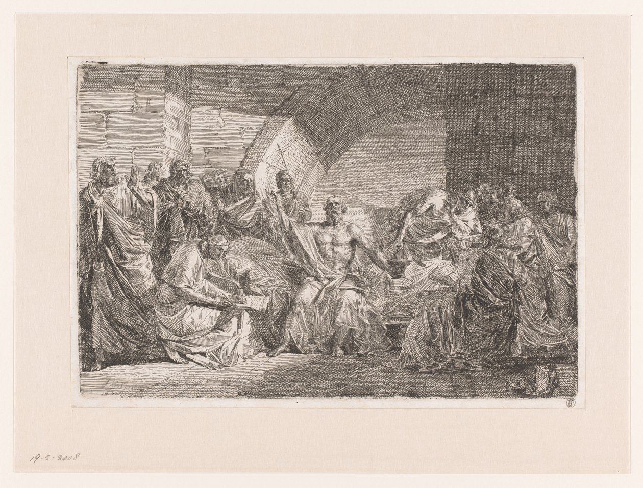 Socrates dicteert zijn testament door Joseph Abel