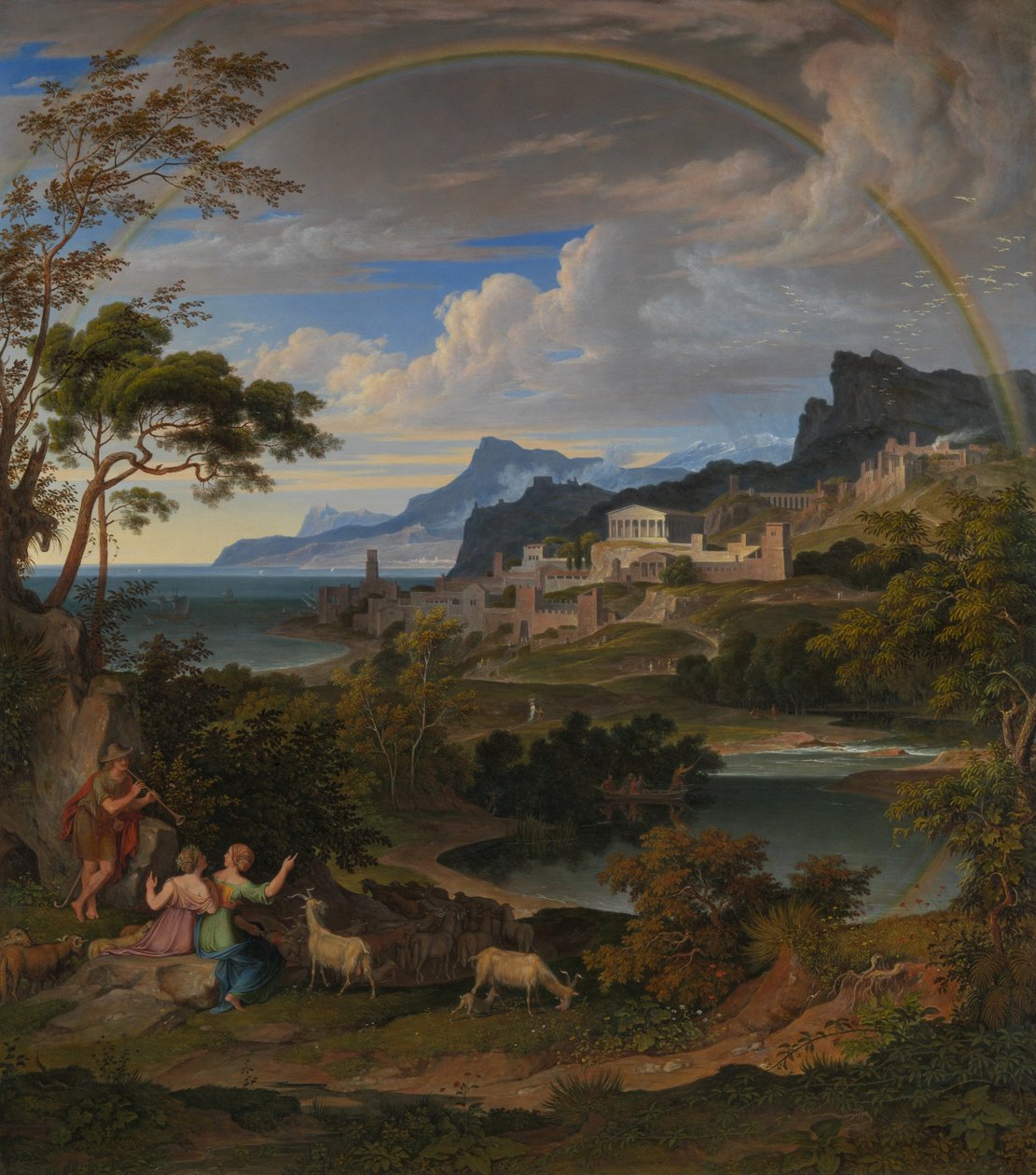 Heroïsch landschap met regenboog door Joseph Anton Koch