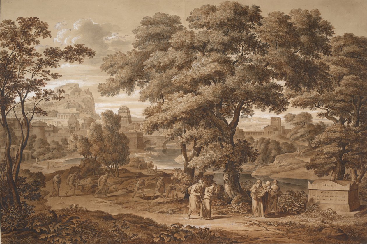 Oedipus en Antigone verlaten Thebe door Joseph Anton Koch
