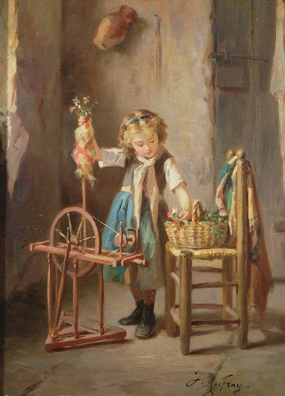 Bij het Spinnewiel door Joseph Athanase Aufray