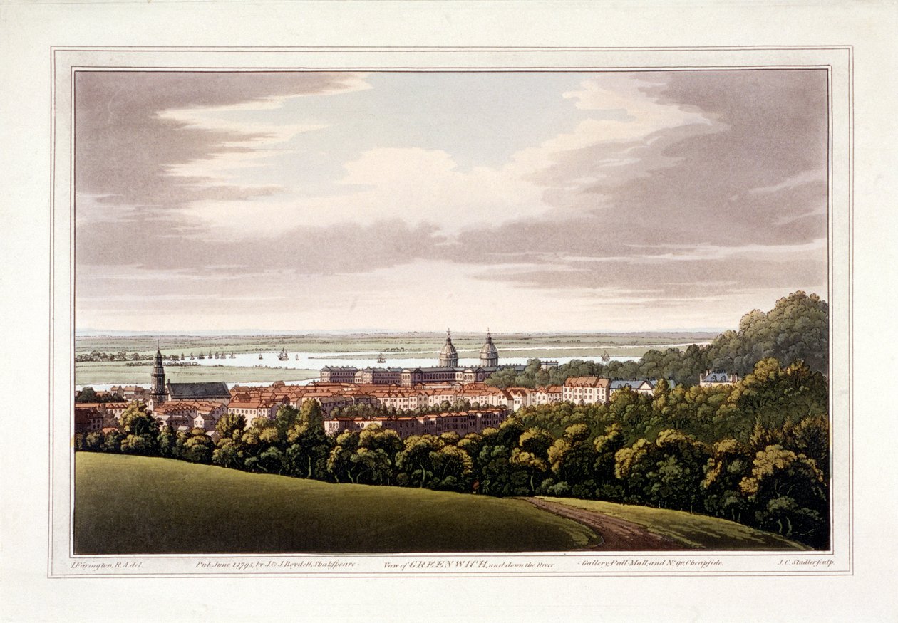 Zicht op Greenwich, Londen, 1795 door Joseph Constantine Stadler