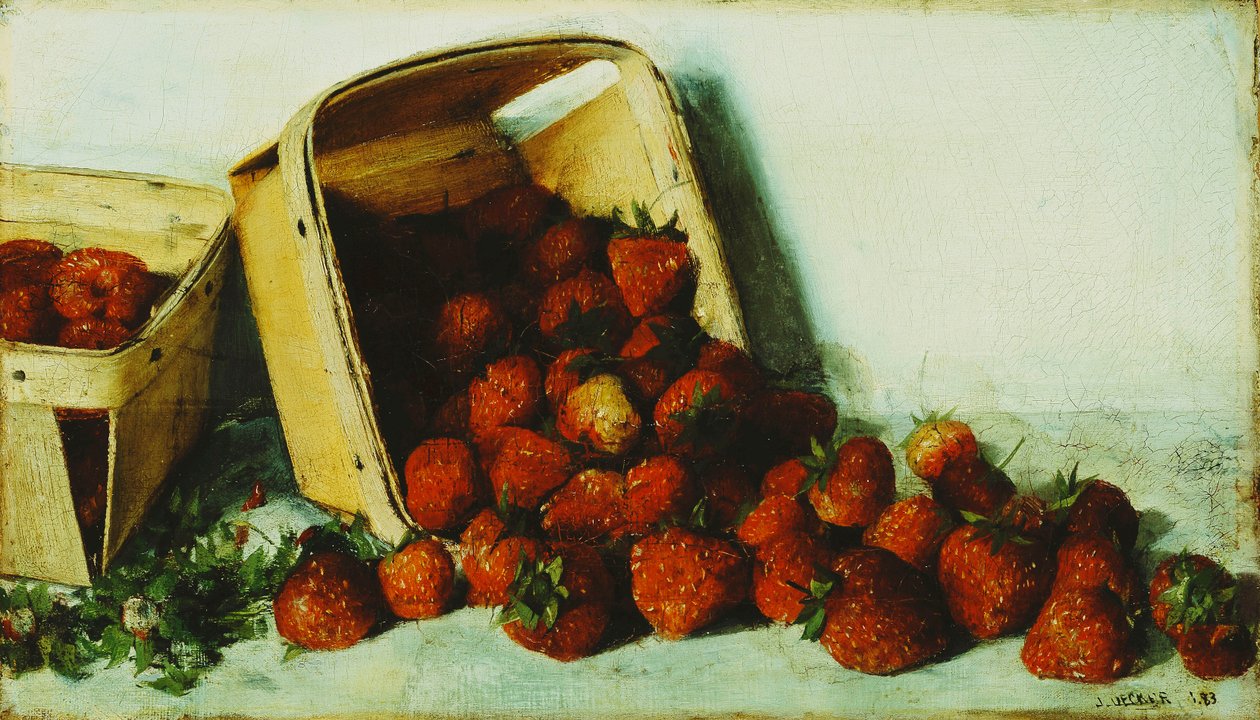 Mand met aardbeien, 1883 door Joseph Decker