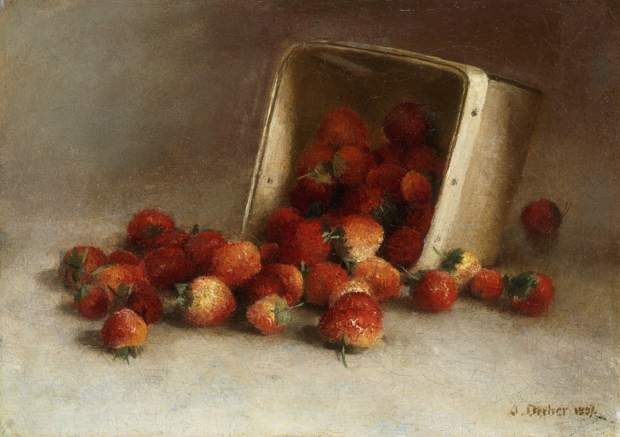 Doos met aardbeien, 1897 door Joseph Decker