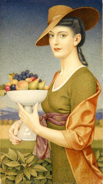 Een schaal met fruit door Joseph Edward Southall