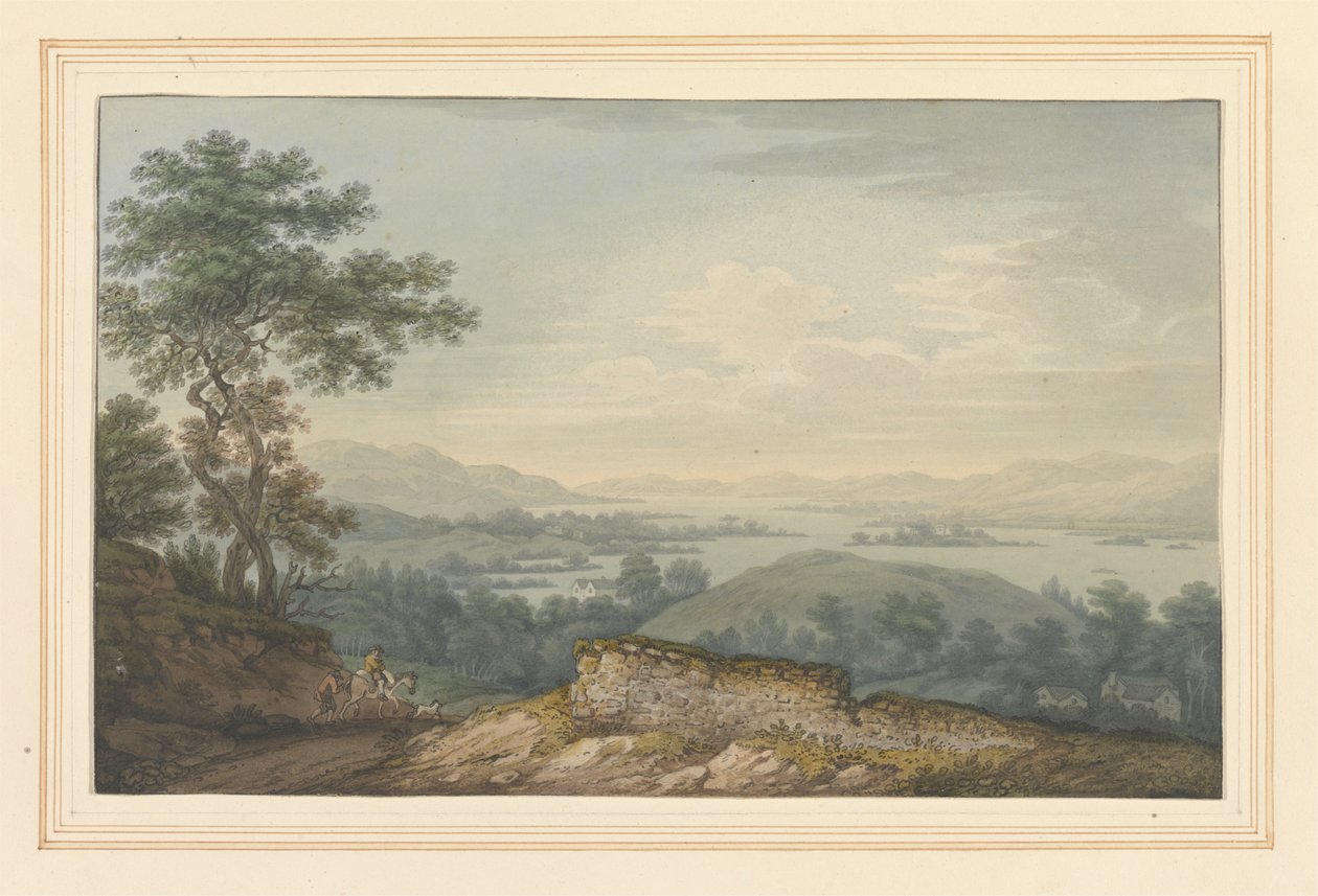 Uitzicht over Windermere & Great Island door Joseph Farington