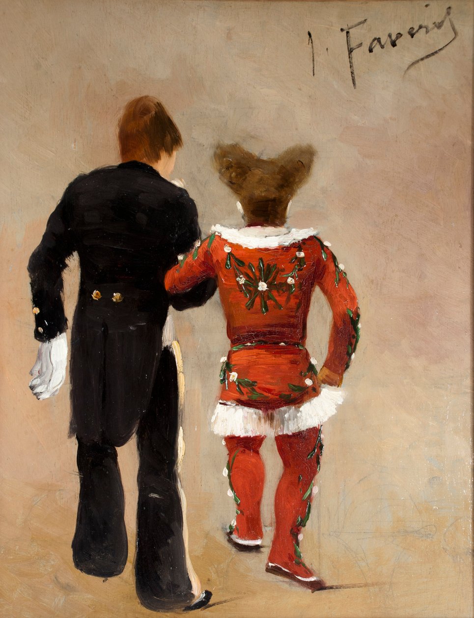 Twee clowns, ca. 1885 door Joseph Faverot