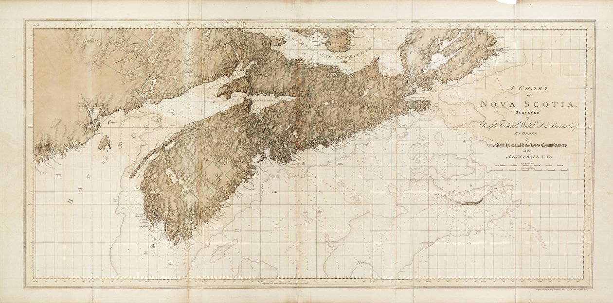 Een kaart van Nova Scotia door Joseph Frederick Wallet DesBarres