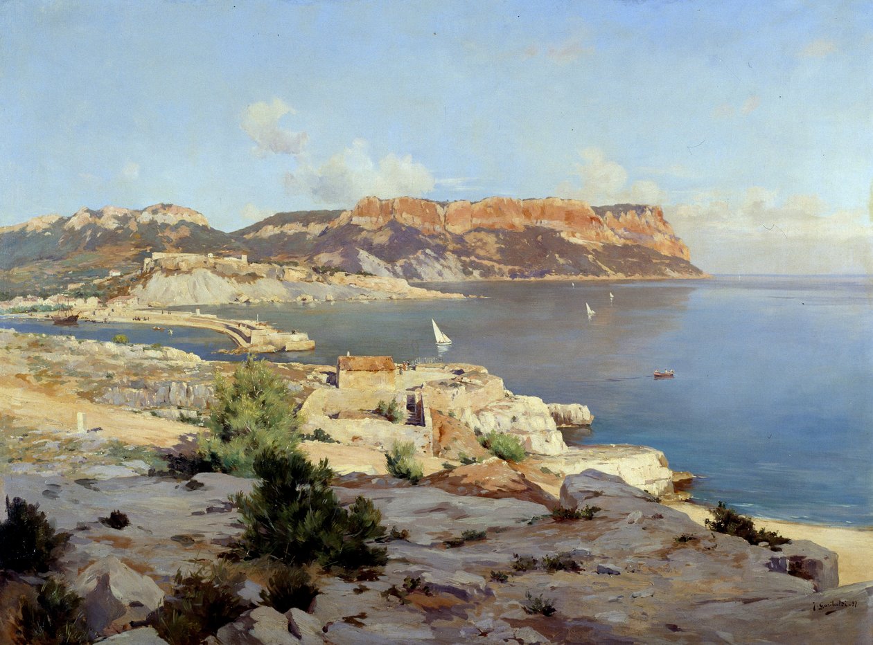 Uitzicht op de baai van Cassis door Joseph Garibaldi