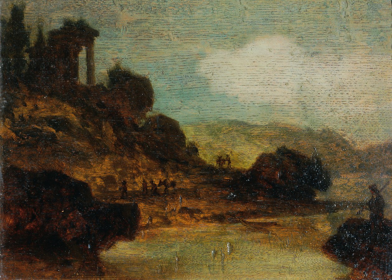 Landschap met ruïne door Joseph Hasslwander